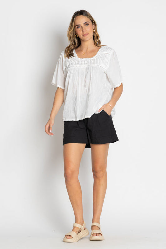 Image of a model wearing Shorts. Productname: LulaLife Beach Short Black in Black colour by brand - LulaLife