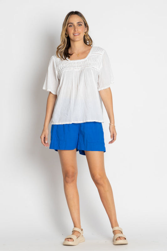 Image of a model wearing Shorts. Productname: LulaLife Beach Short Ocean in Ocean colour by brand - Lulalife