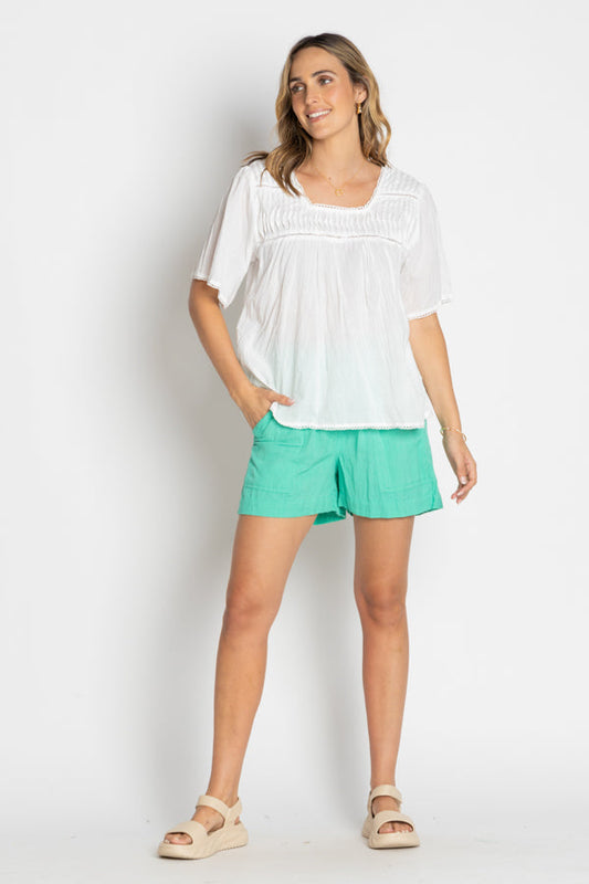 Image of a model wearing Shorts. Productname: LulaLife Beach Short Sea in Sea colour by brand - LulaLife