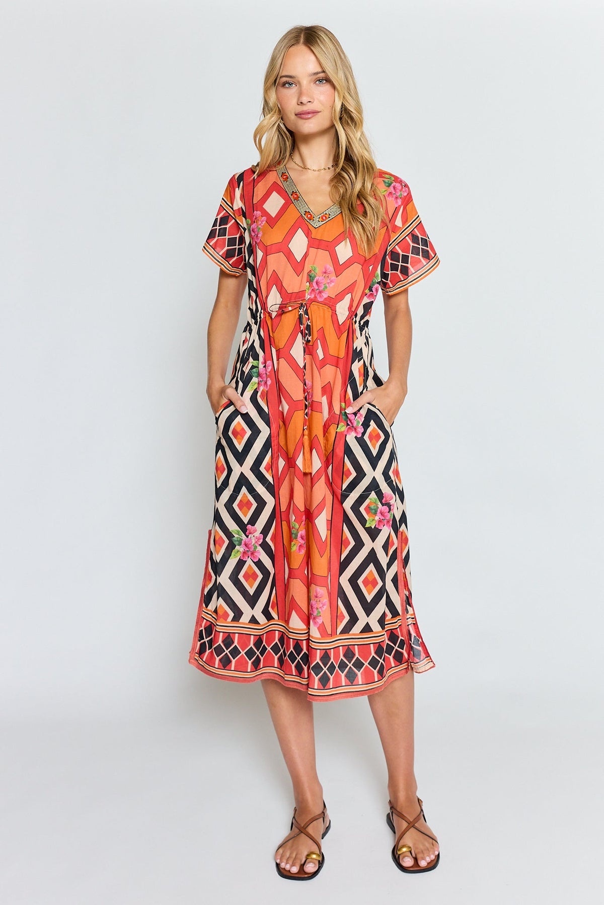 Image of Dresses. Product name - PRE SALE | LulaLife Bella Vista Midi Tangerine in Tan colour by brand - Lulalife