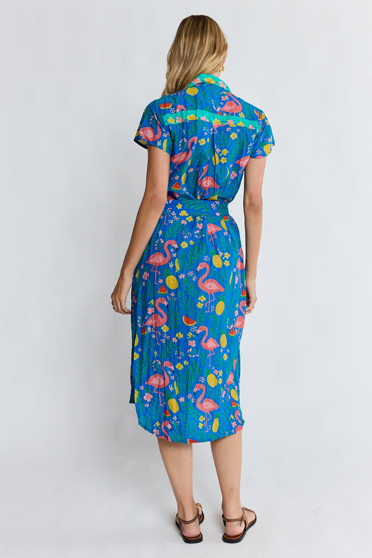 PRE SALE | LulaLife Flamingo Shirtdress (Azure)