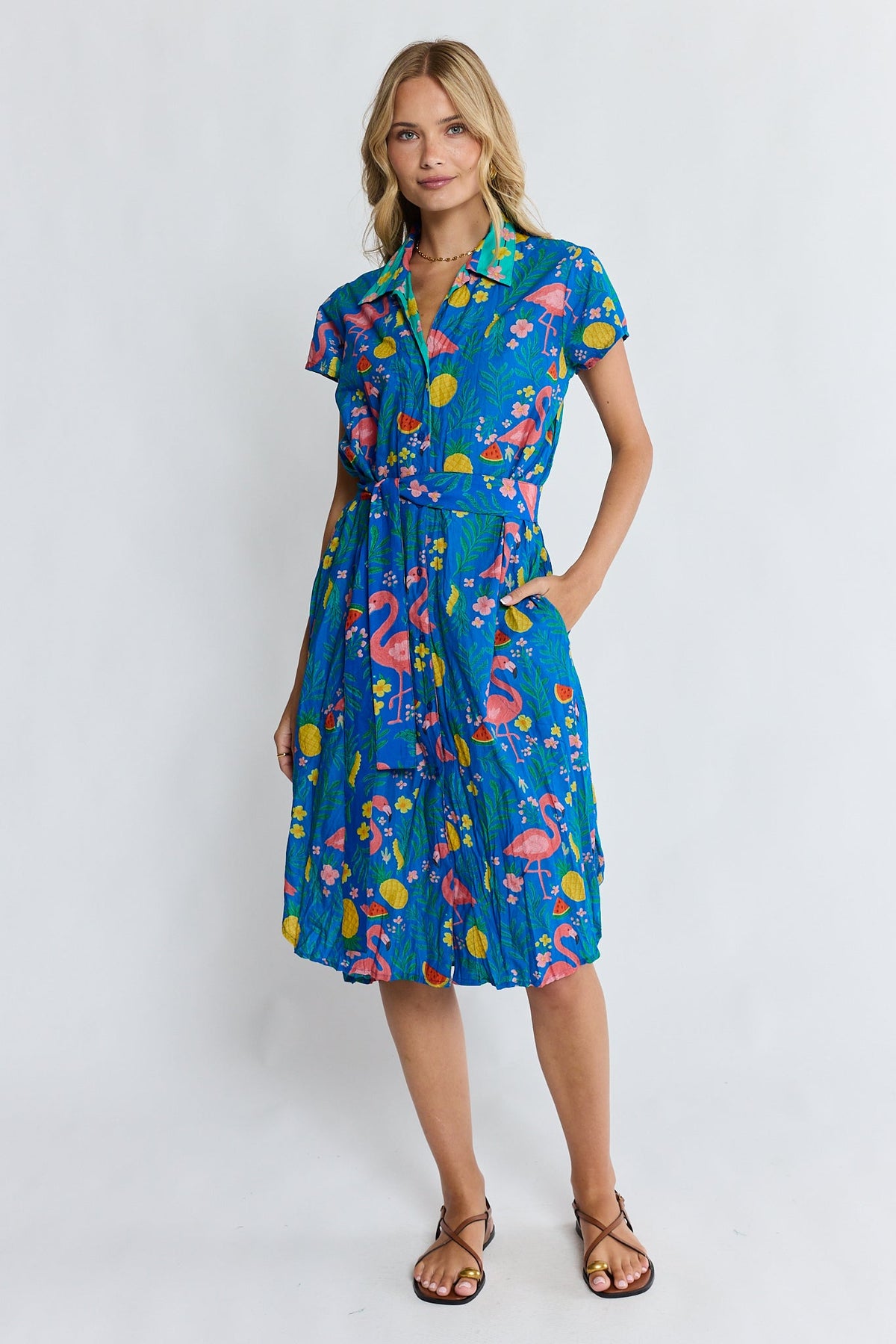 PRE SALE | LulaLife Flamingo Shirtdress (Azure)