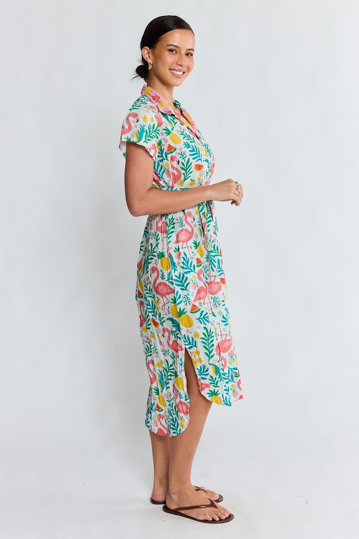 PRE SALE | LulaLife Flamingo Shirtdress (White)