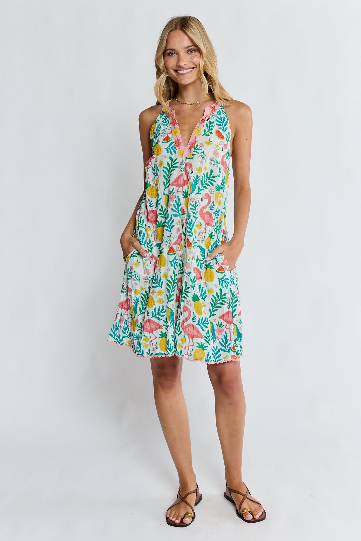 PRE SALE | LulaLife Flamingo Sundress (White)