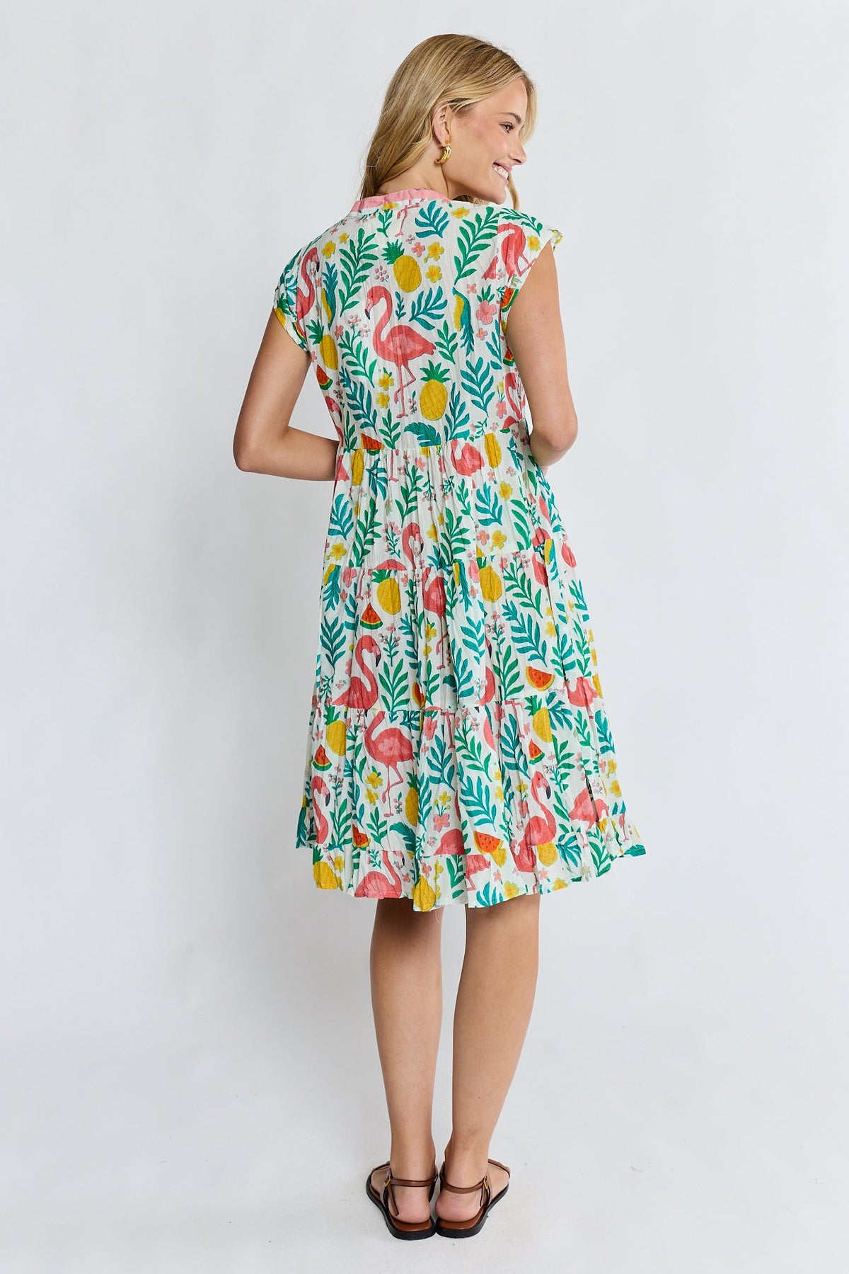 PRE SALE | LulaLife Flamingo Tier Dress (White)