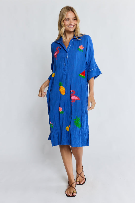LulaLife Florida Kaftan Azure (Tan)
