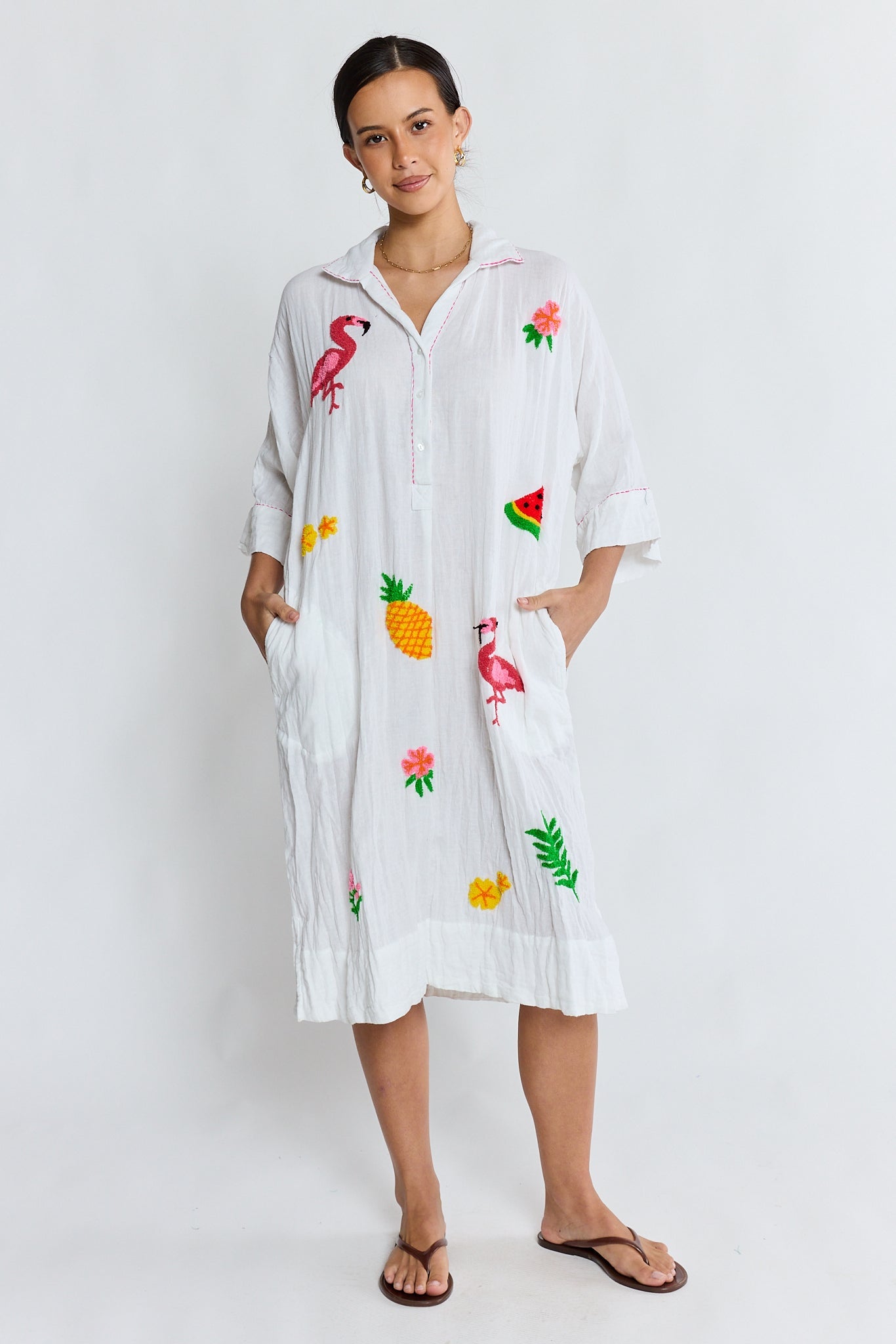Image of Dresses. Product name - LulaLife Florida Kaftan White in White colour by brand - Lulalife