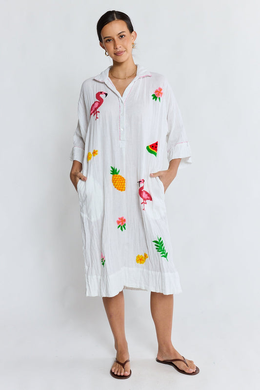 Image of Dresses. Product name - LulaLife Florida Kaftan White in White colour by brand - Lulalife