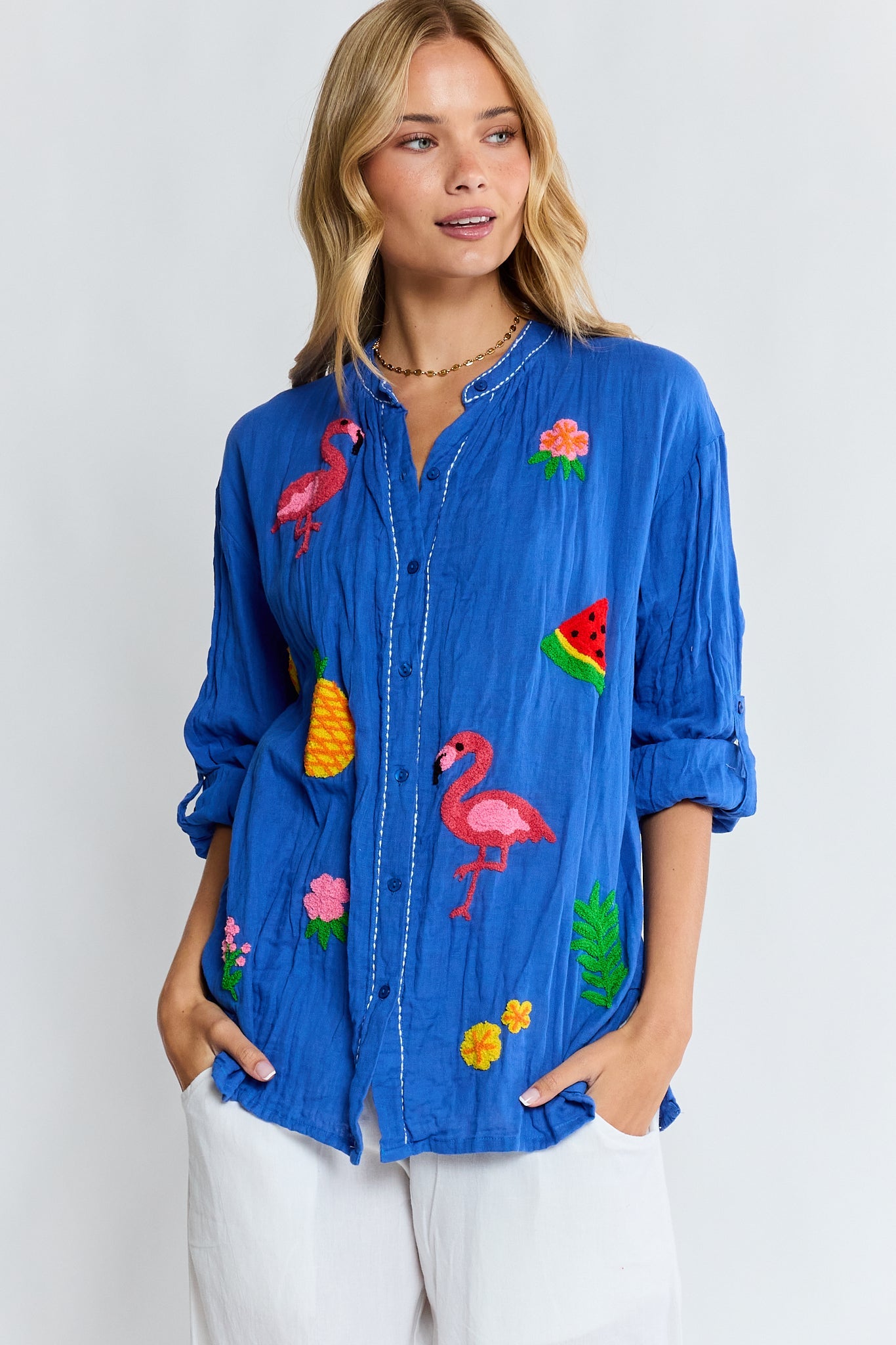 Image of Shirts. Product name - LulaLife Florida Shirt Azure in Azure colour by brand - Lulalife