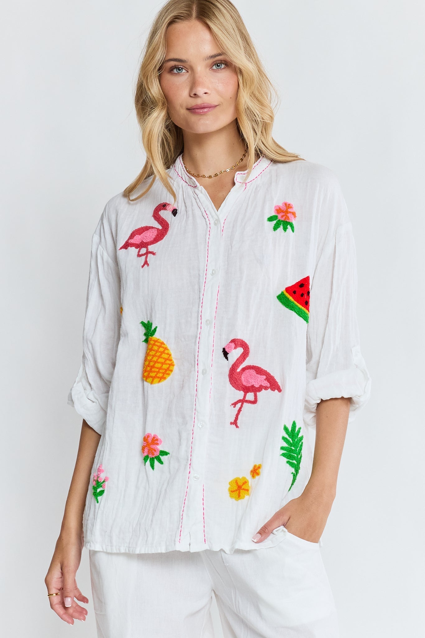 Image of Shirts. Product name - LulaLife Florida Shirt White in White colour by brand - Lulalife