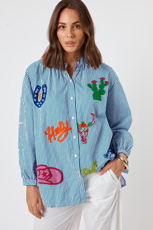 LulaLife Howdy Shirt Stripe (Navy)