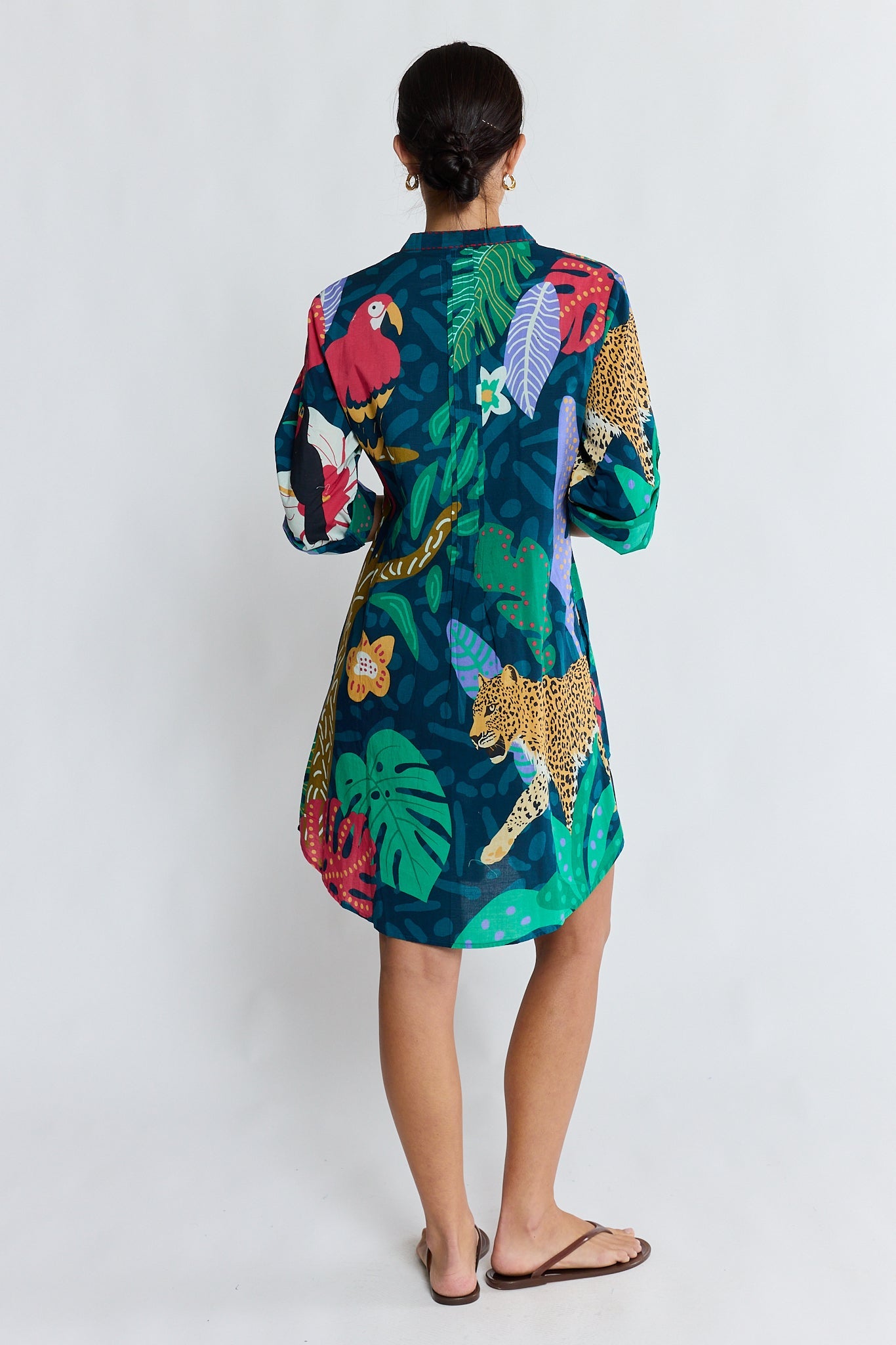 LulaLife Jungle Fever Tuck Dress (Navy)