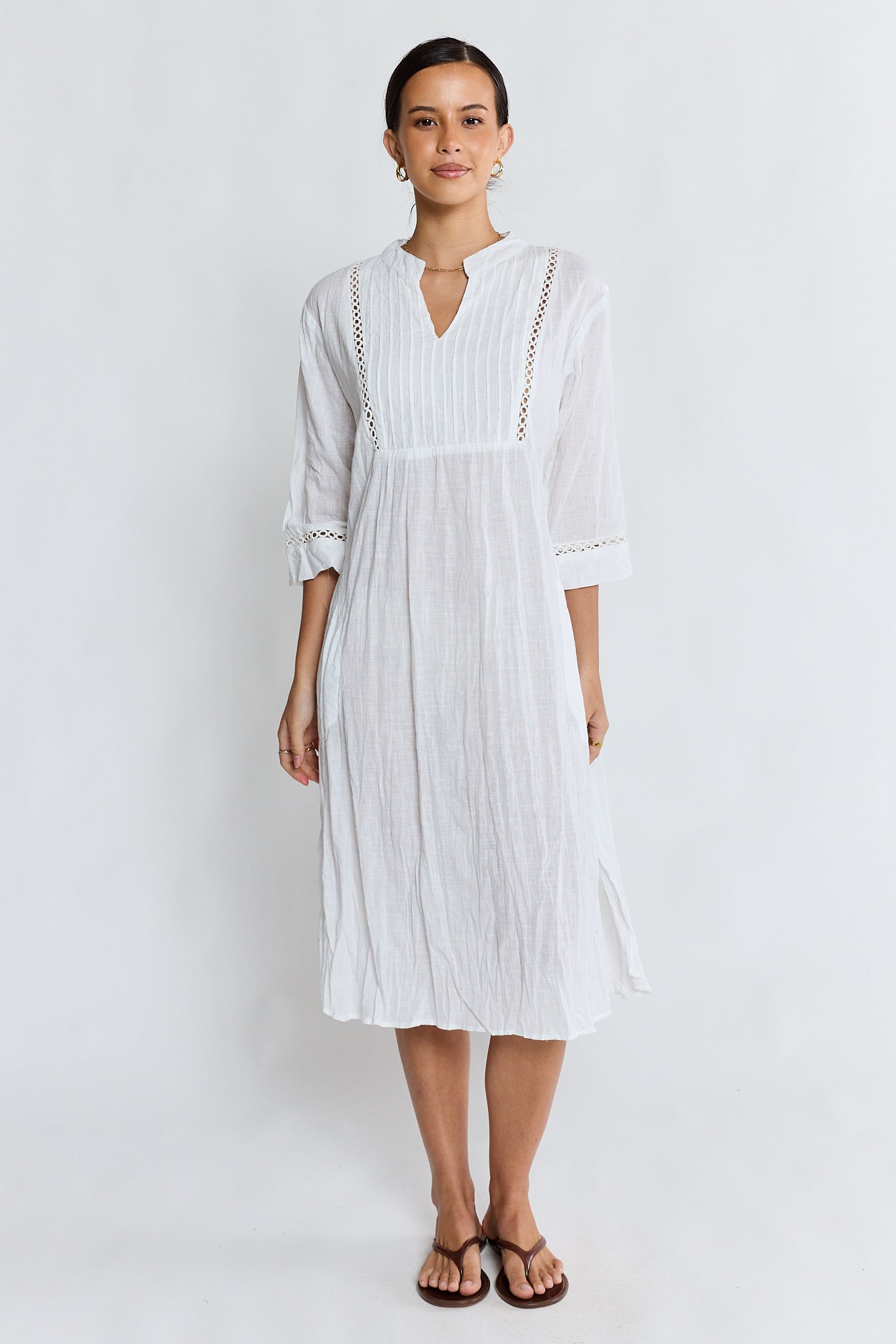 Image of Dresses. Product name - LulaLife Laverne Kaftan White in White colour by brand - Lulalife