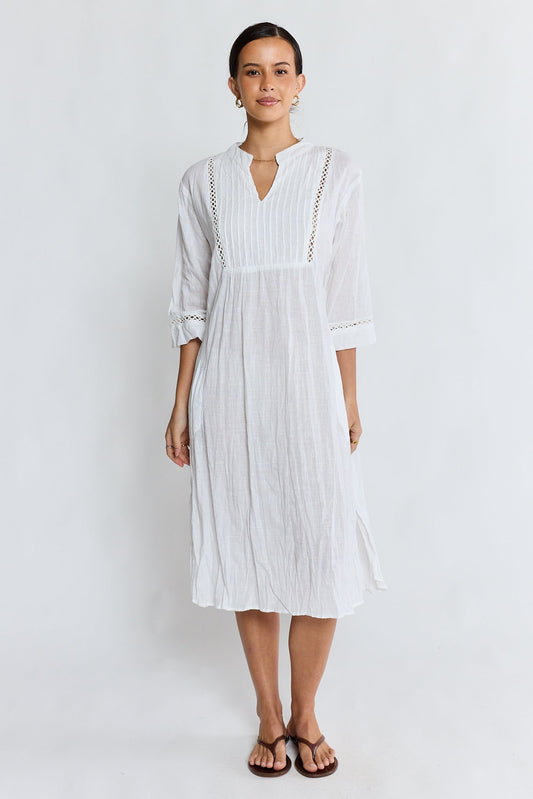 Image of Dresses. Product name - LulaLife Laverne Kaftan White in White colour by brand - Lulalife