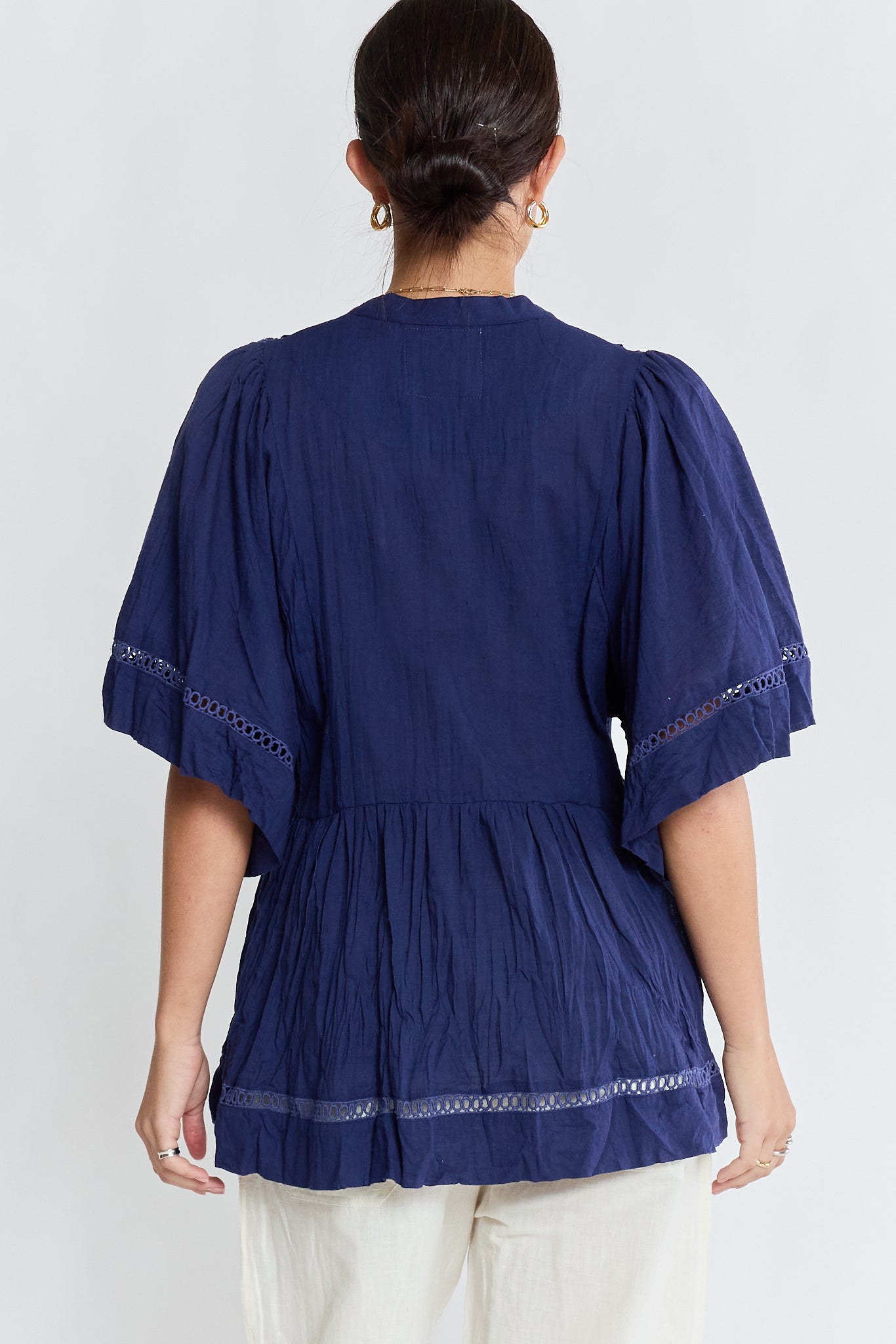 LulaLife Laverne Pintuck Top (Navy)
