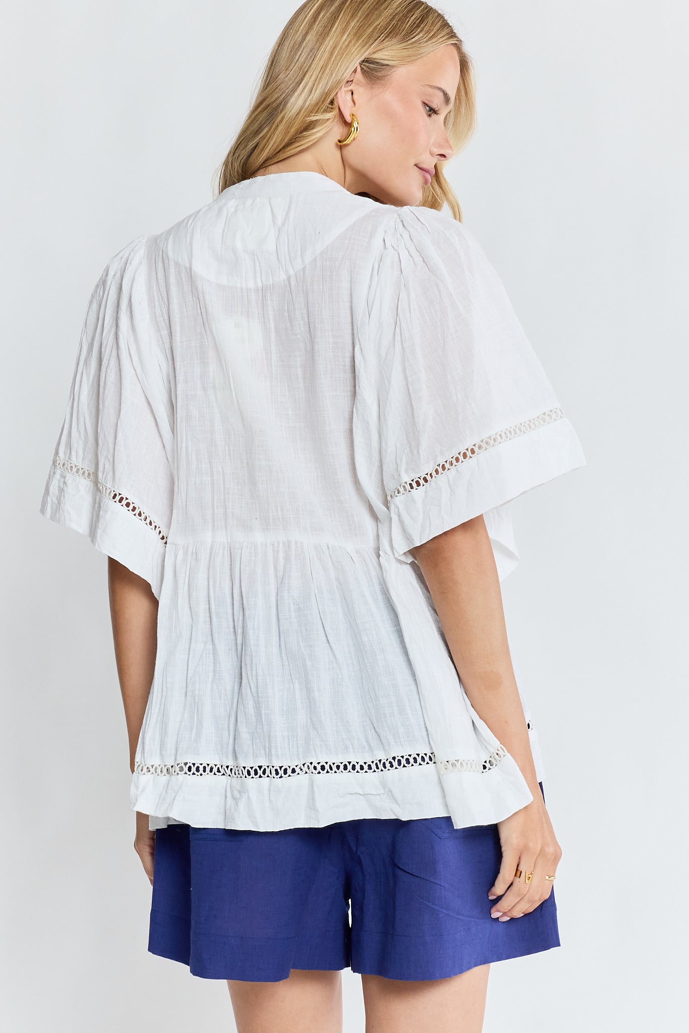 LulaLife Laverne Pintuck Top (White)