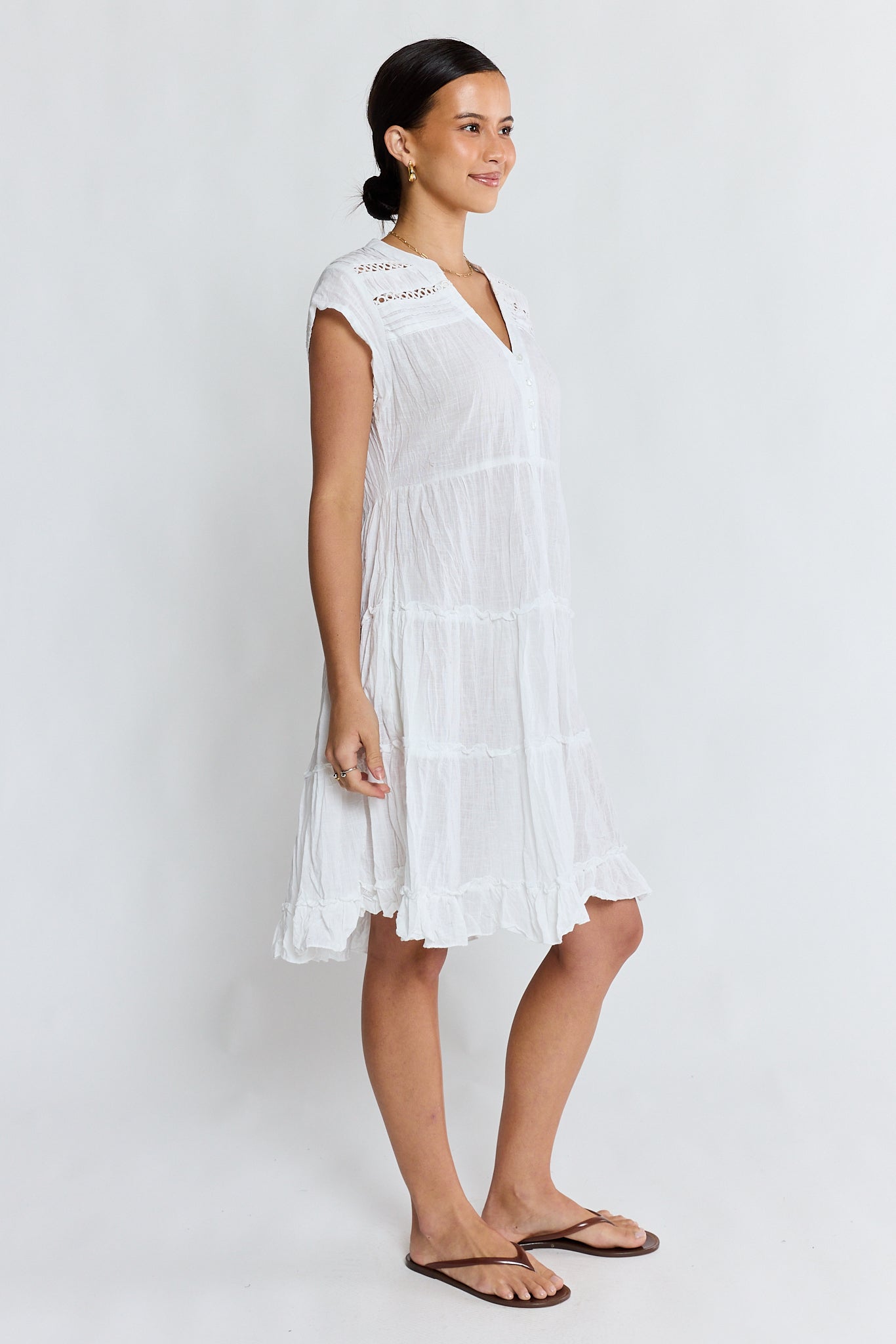 LulaLife Laverne Tier Dress (White)