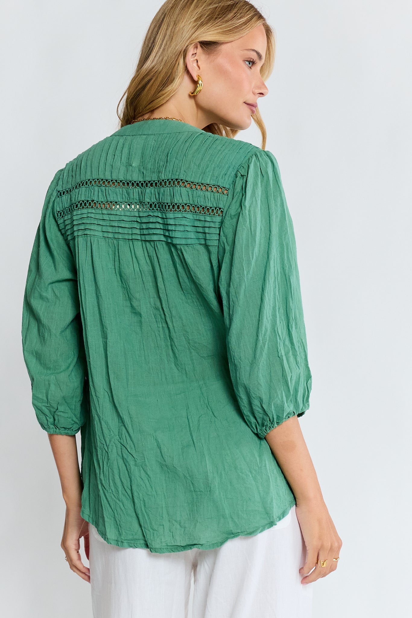 LulaLife Laverne Tuck Shirt (Gumleaf)
