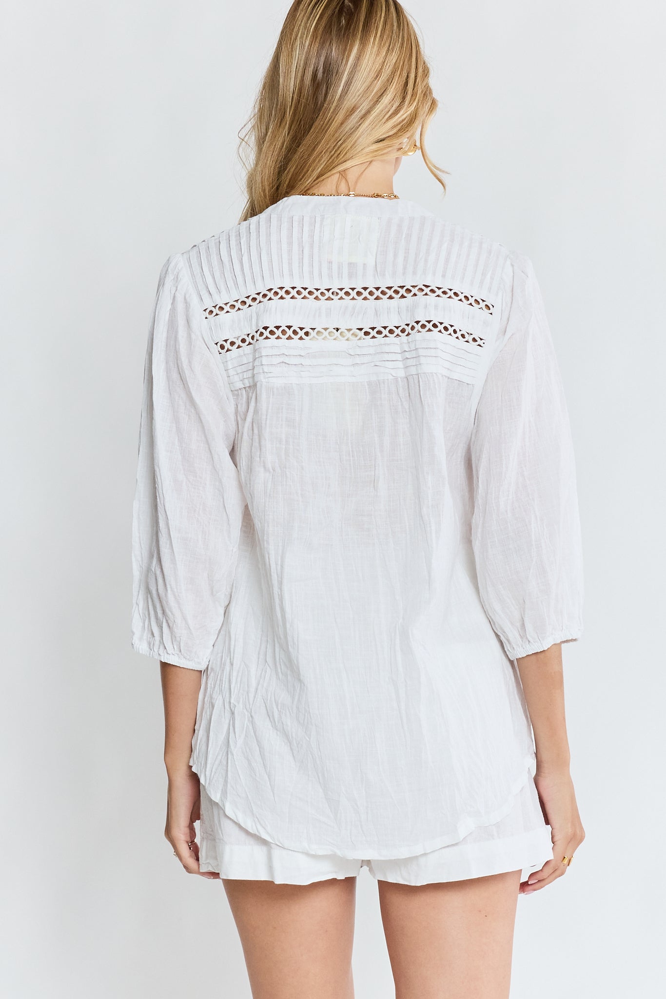 LulaLife Laverne Tuck Shirt (White)