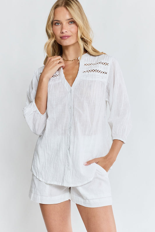 Image of Shirts. Product name - LulaLife Laverne Tuck Shirt White in White colour by brand - Lulalife