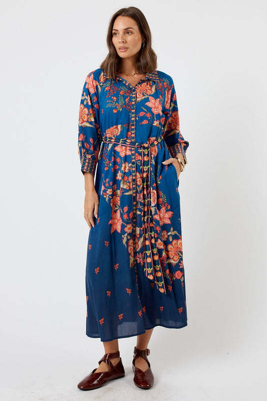 Image of Dresses. Productname: LulaLife Lovis Midi Ocean in Ocean colour by brand - LulaLife