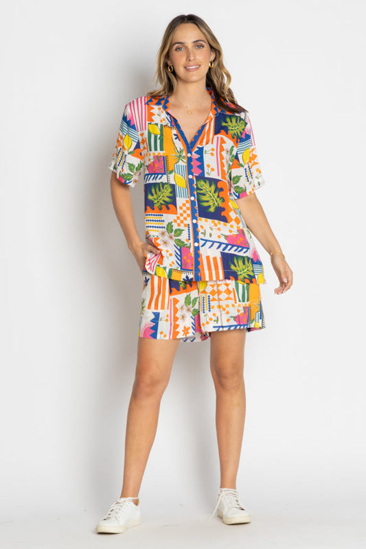 Image of a model wearing Shorts. Productname: LulaLife Lyra Short Print in Print colour by brand - Lulalife