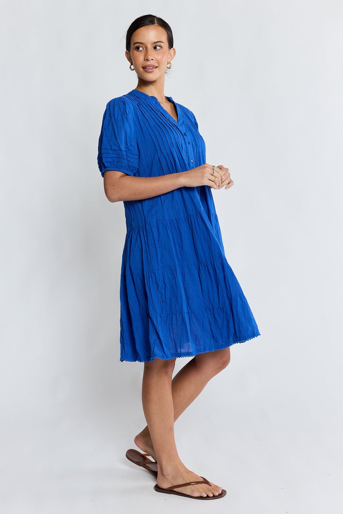 LulaLife Marilyn Button Dress (Azure)
