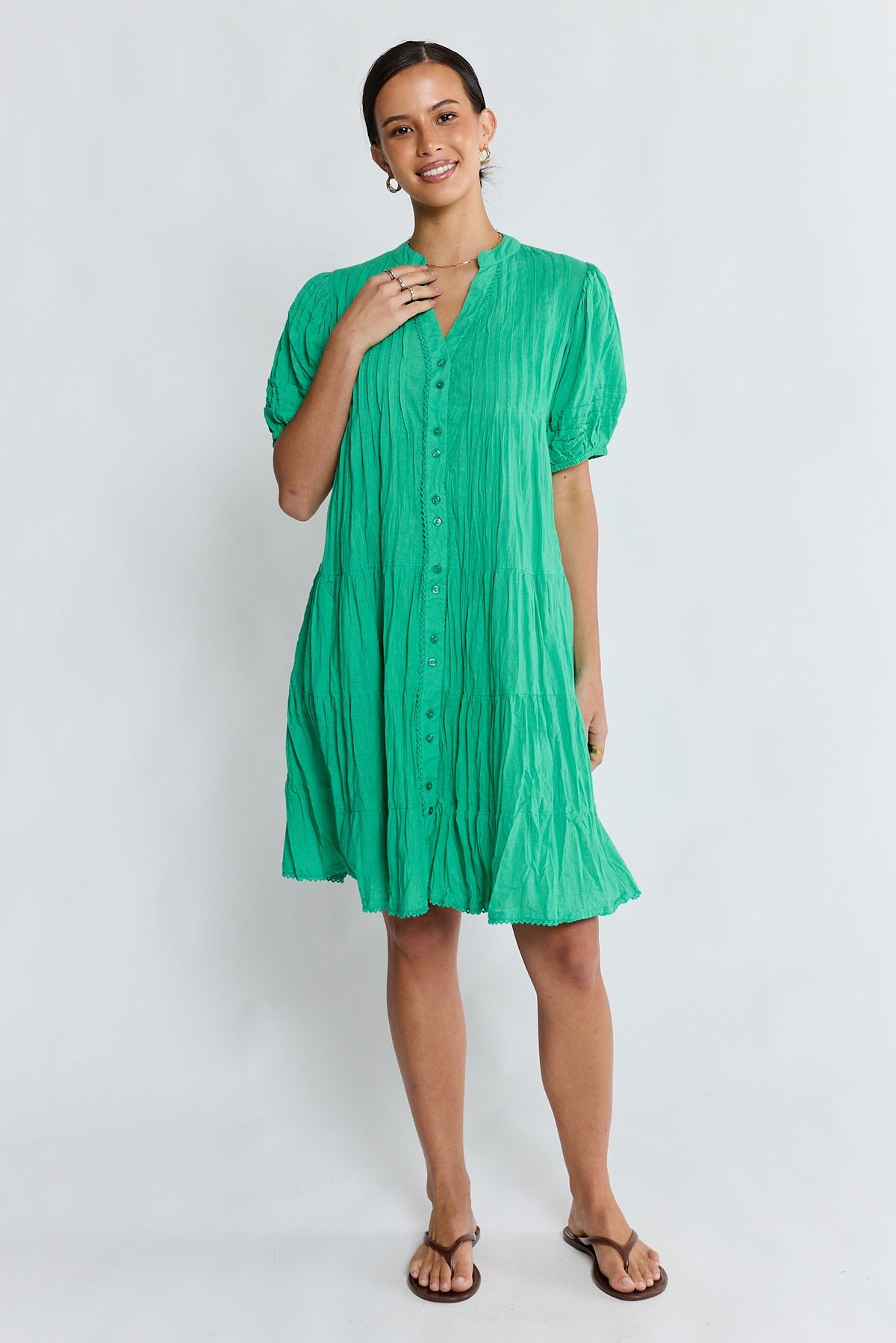 LulaLife Marilyn Button Dress (Sea)