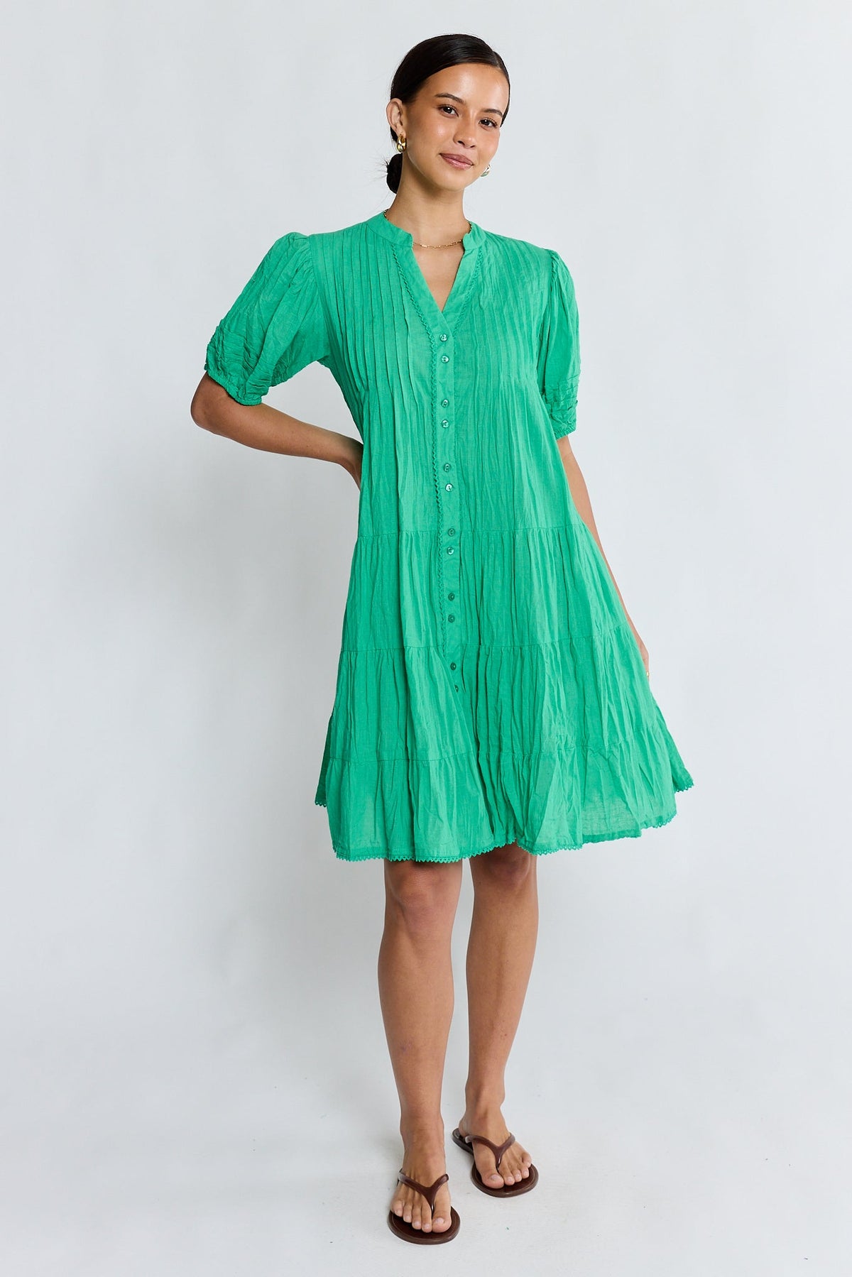 LulaLife Marilyn Button Dress (Sea)