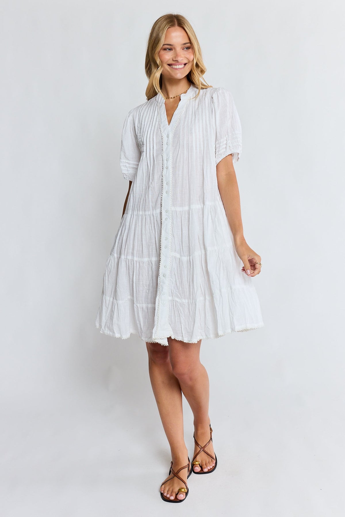 Image of Dresses. Product name - LulaLife Marilyn Button Dress White in White colour by brand - Lulalife