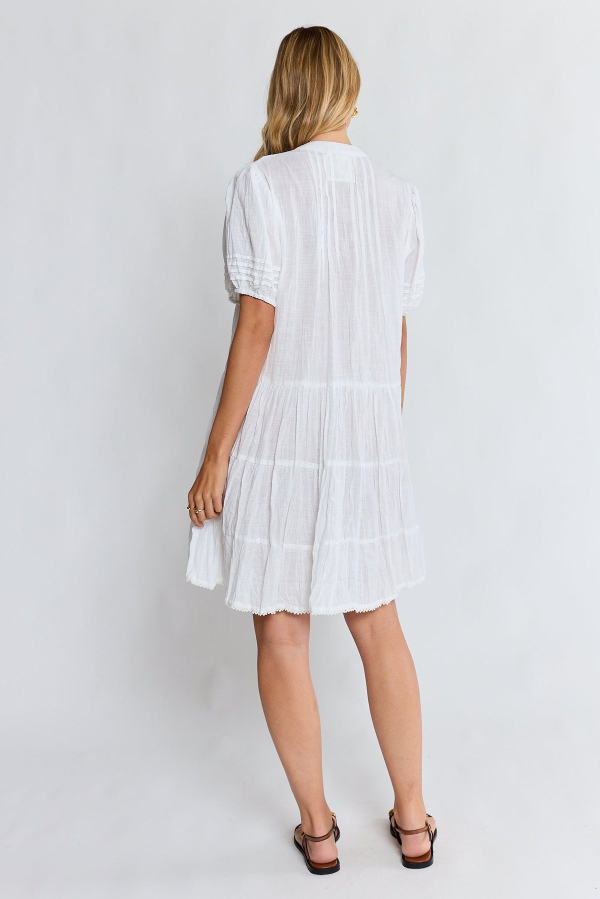 LulaLife Marilyn Button Dress (White)
