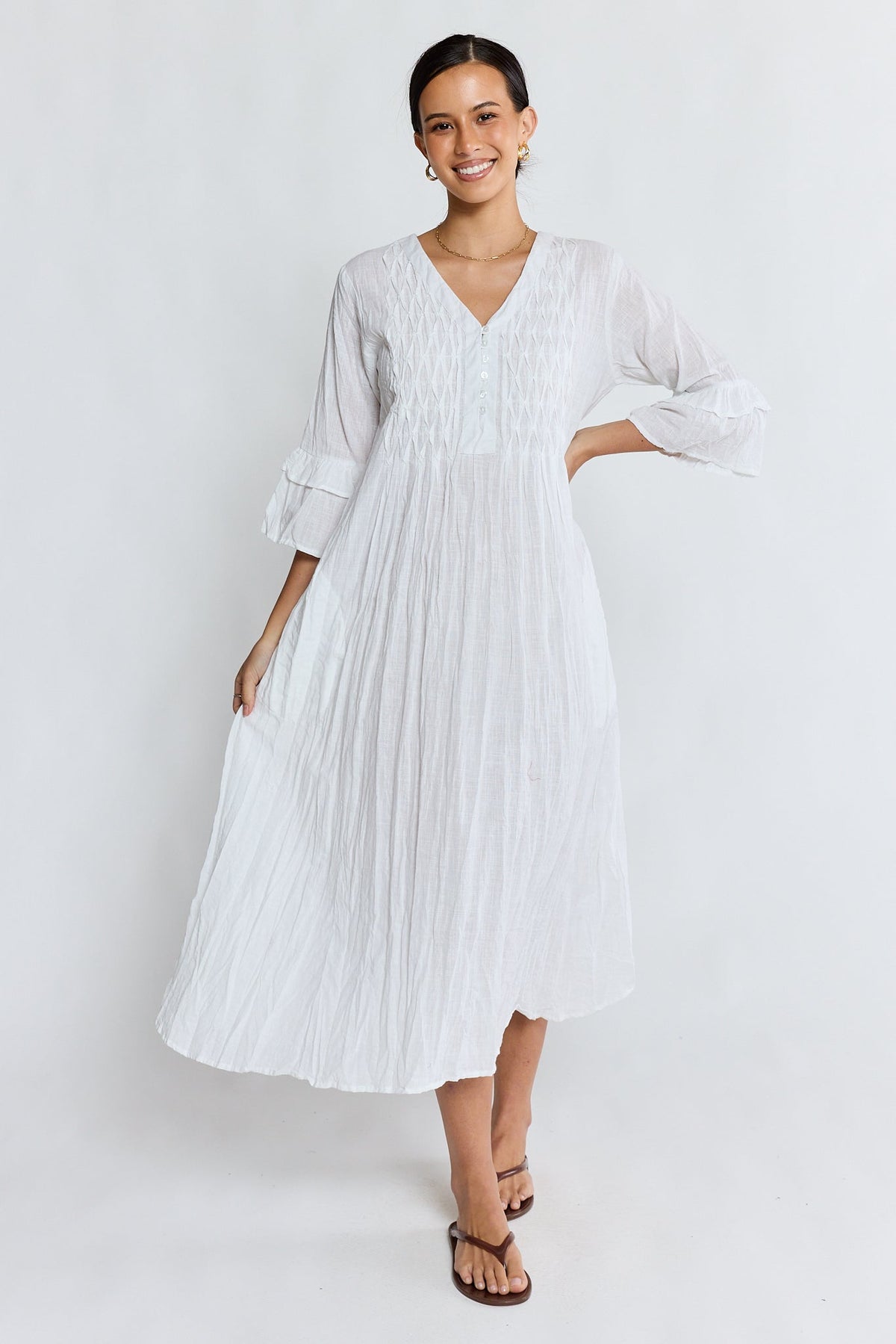 Image of Dresses. Product name - LulaLife Marilyn Midi White in White colour by brand - Lulalife