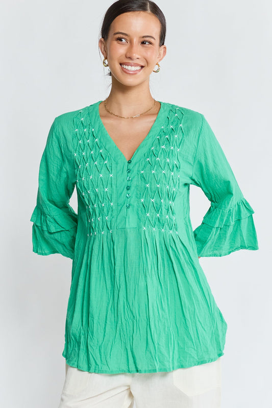 Image of Shirts. Product name - LulaLife Marilyn Shirt Sea in Sea colour by brand - Lulalife