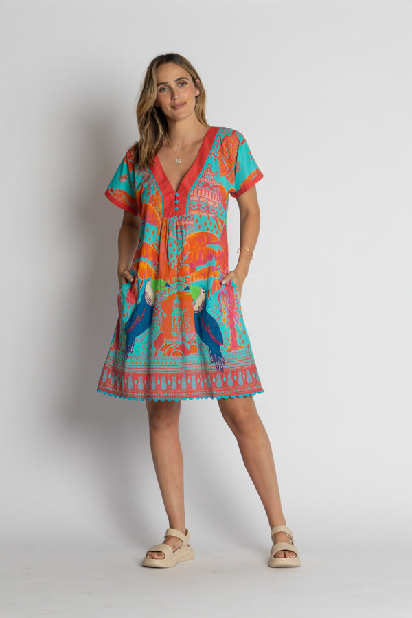 Image of Dresses. Product name - LulaLife Marquita Dress Lagoon in Lagoon colour by brand - Lulalife