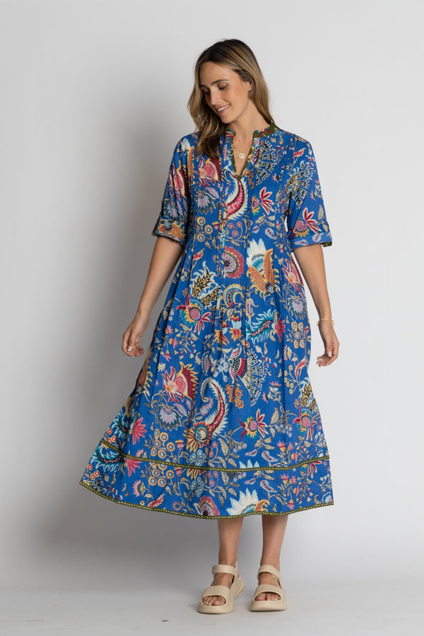 Image of Dresses. Product name - LulaLife Nandita Midi Ocean in Ocean colour by brand - LulaLife
