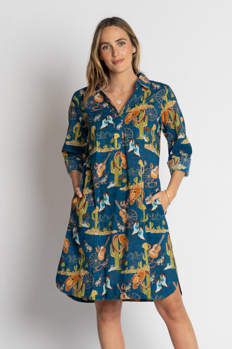 LulaLife Prairie Shirtdress (Navy)