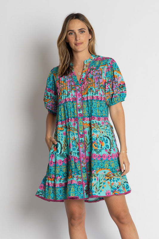 Image of Dresses. Product name - LulaLife Ratana Dress Lagoon in Tan colour by brand - Lulalife
