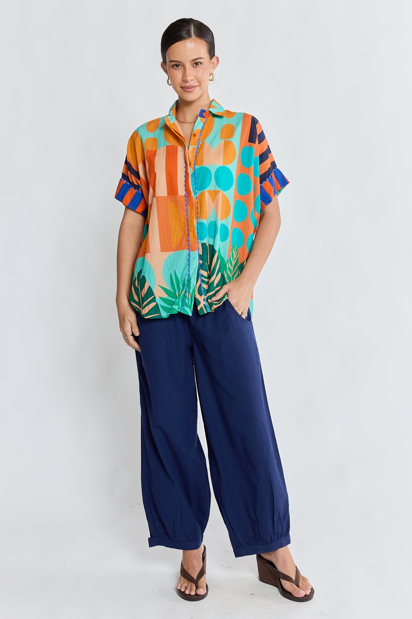 Image of Shirts. Product name - LulaLife Rhea Shirt Flame in Flame colour by brand - Lulalife