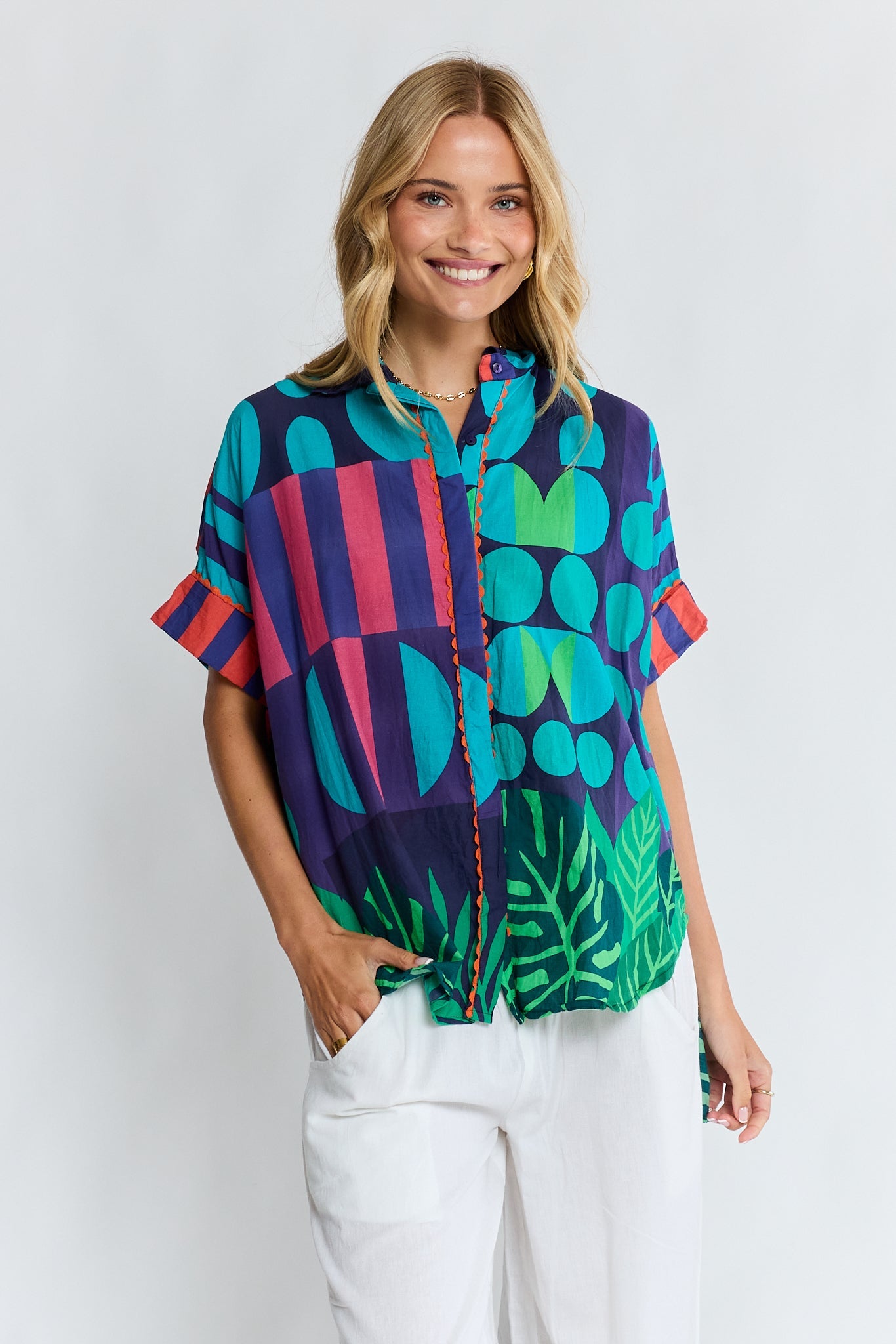 Image of Shirts. Product name - LulaLife Rhea Shirt Navy in Navy colour by brand - Lulalife