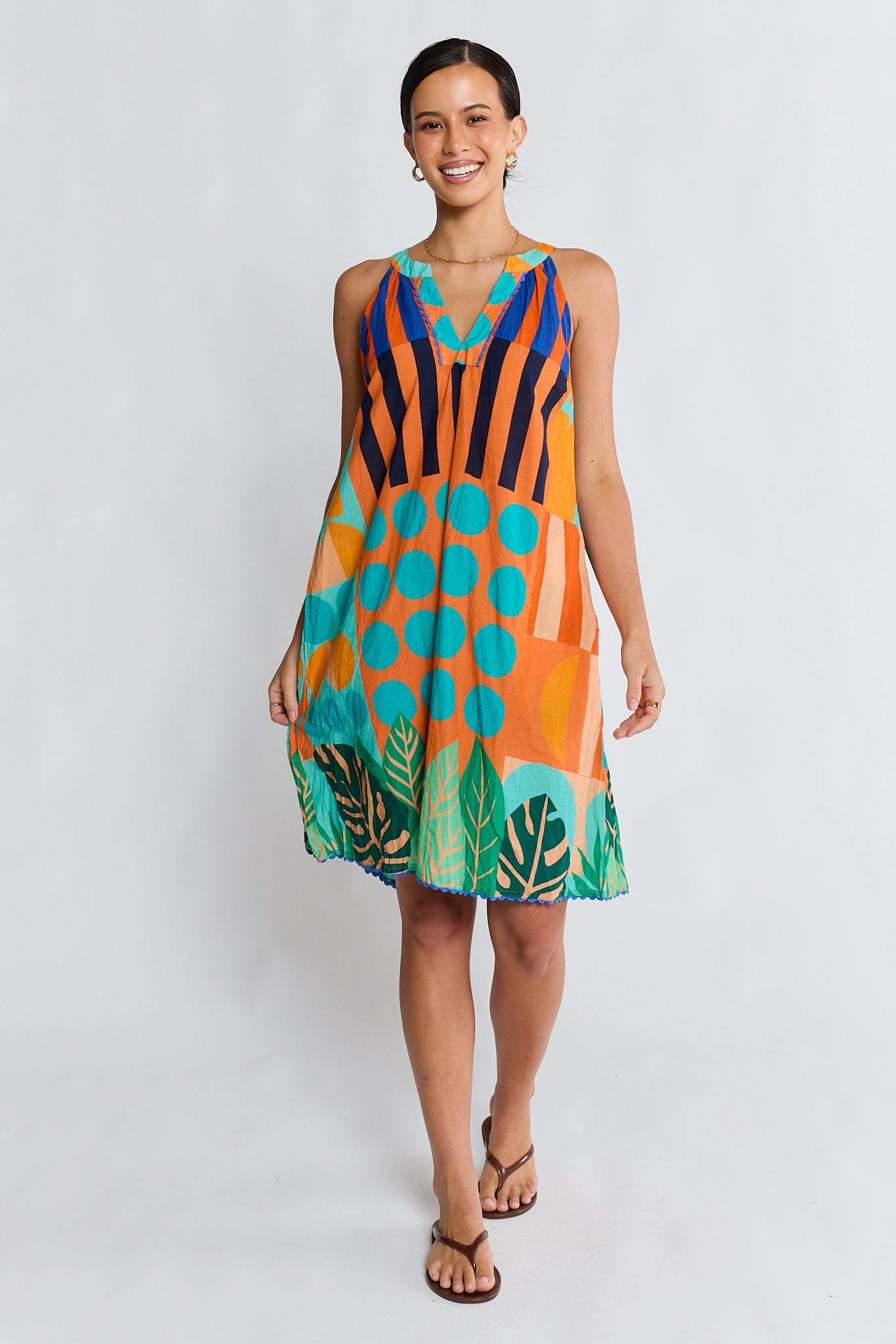 Image of Dresses. Product name - LulaLife Rhea Sundress Flame in Flame colour by brand - Lulalife
