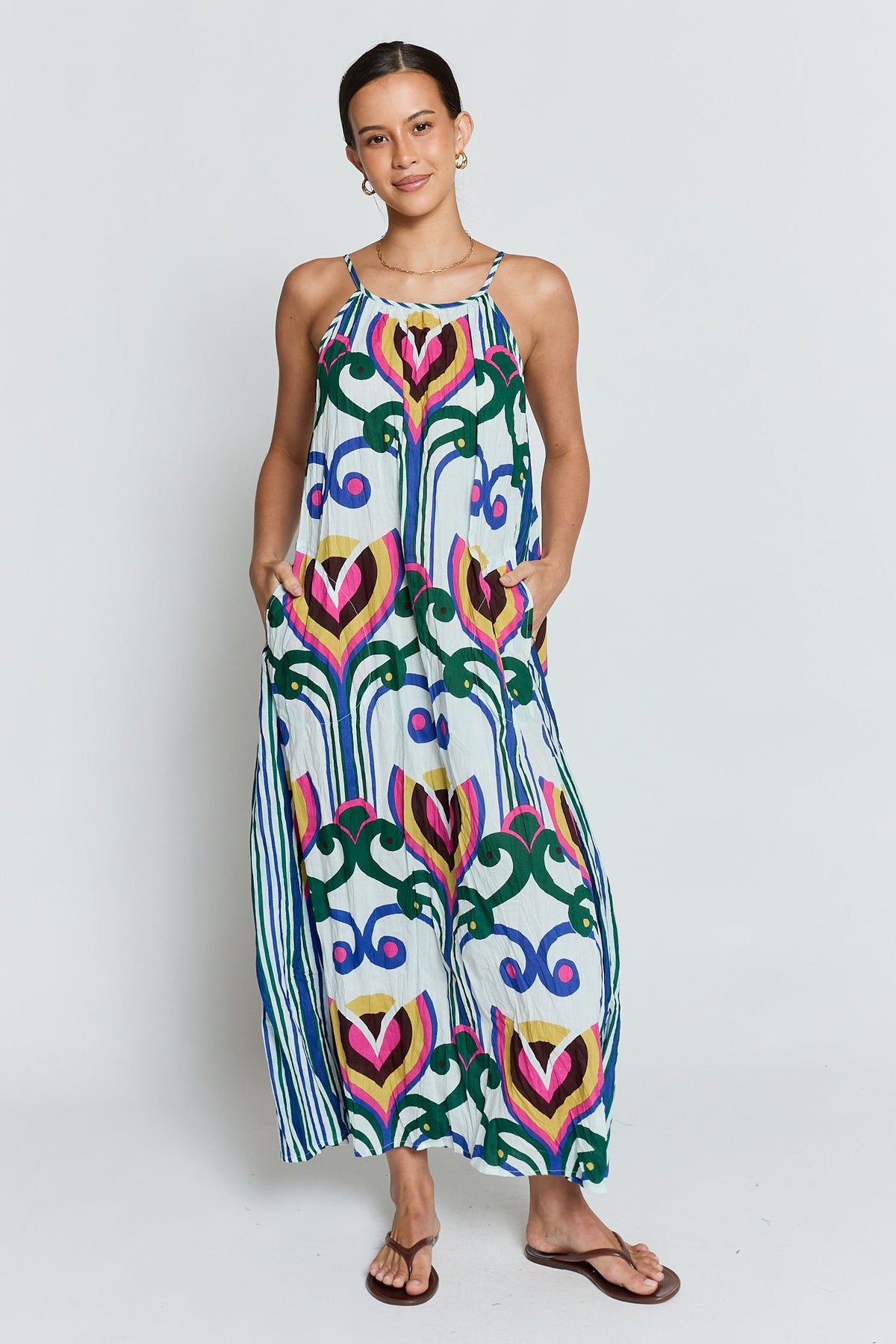 Image of Dresses. Product name - PRE SALE | LulaLife Sadie Maxi Ocean in Ocean colour by brand - Lulalife