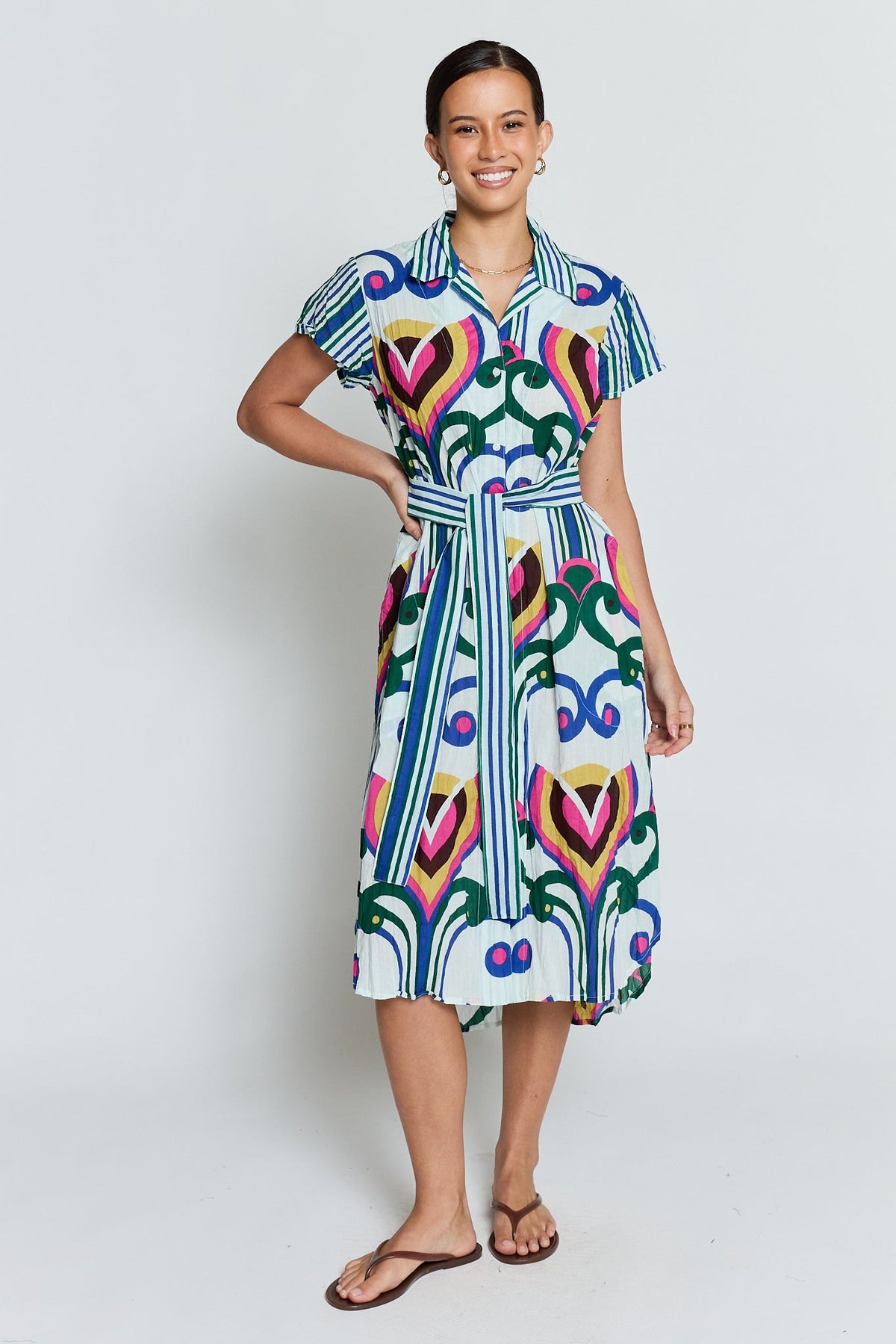 Image of Dresses. Product name - PRE SALE | LulaLife Sadie Shirtmaker Ocean in Ocean colour by brand - Lulalife