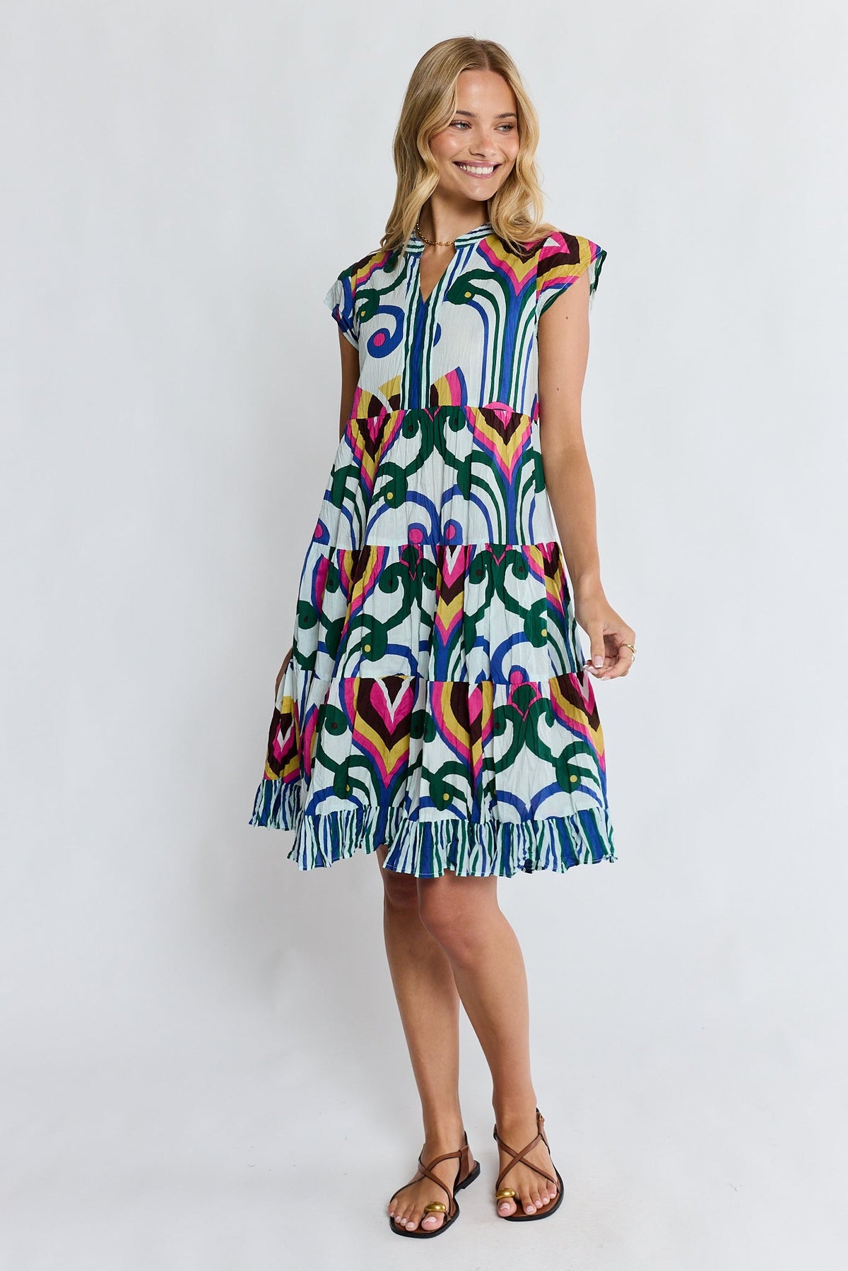 Image of Dresses. Product name - PRE SALE | LulaLife Sadie Tier Dress Ocean in Ocean colour by brand - Lulalife