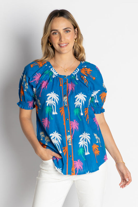 Image of a model wearing Tops. Productname: LulaLife Shamira Top Navy in Navy colour by brand - Lulalife