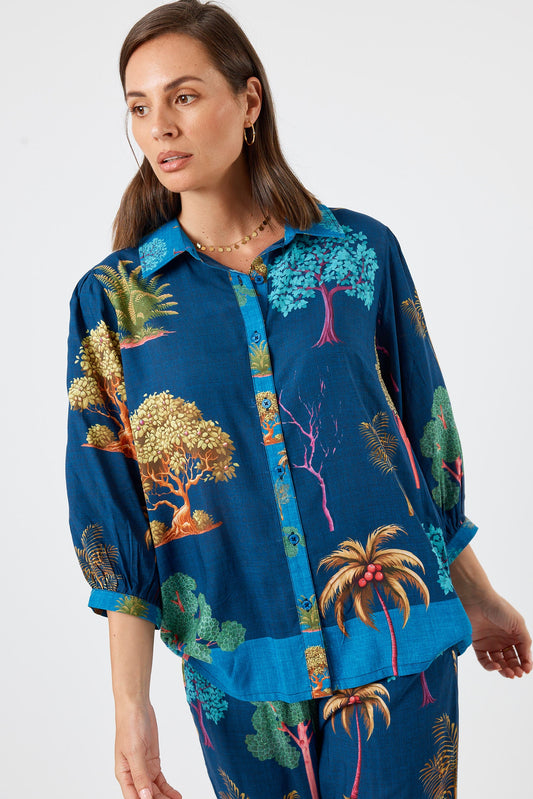 Image of Shirts. Product name - LulaLife Wanda Shirt Navy in Navy colour by brand - LulaLife