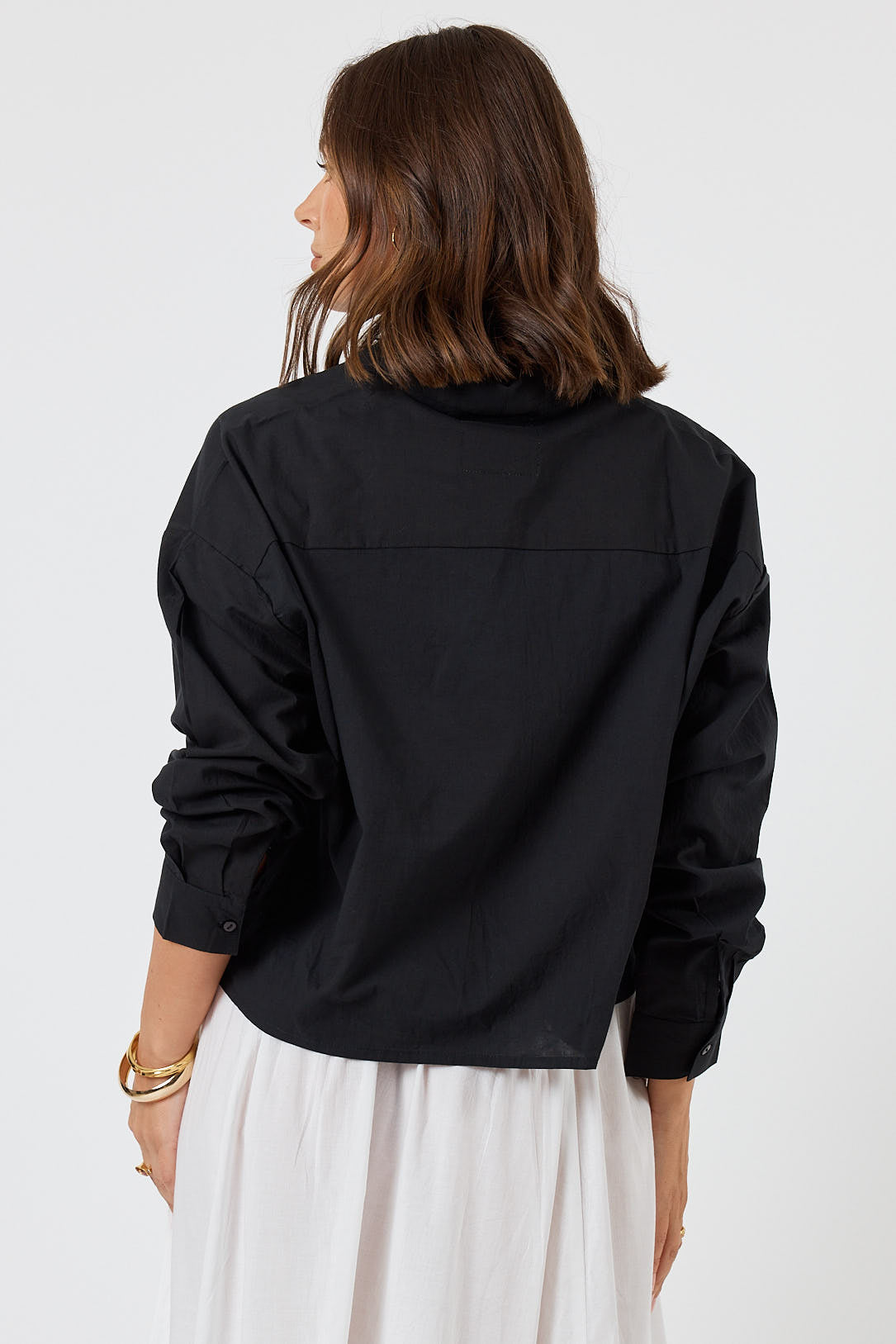 LulaLife Xenia Cropped Shirt (Black)
