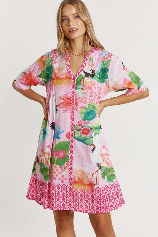 Image of Dresses. Product name - LulaLife Akiko Button Dress Orchid in Orchid colour by brand - LulaLife