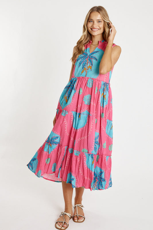 LulaLife Anaya Tiered Midi (Pink)