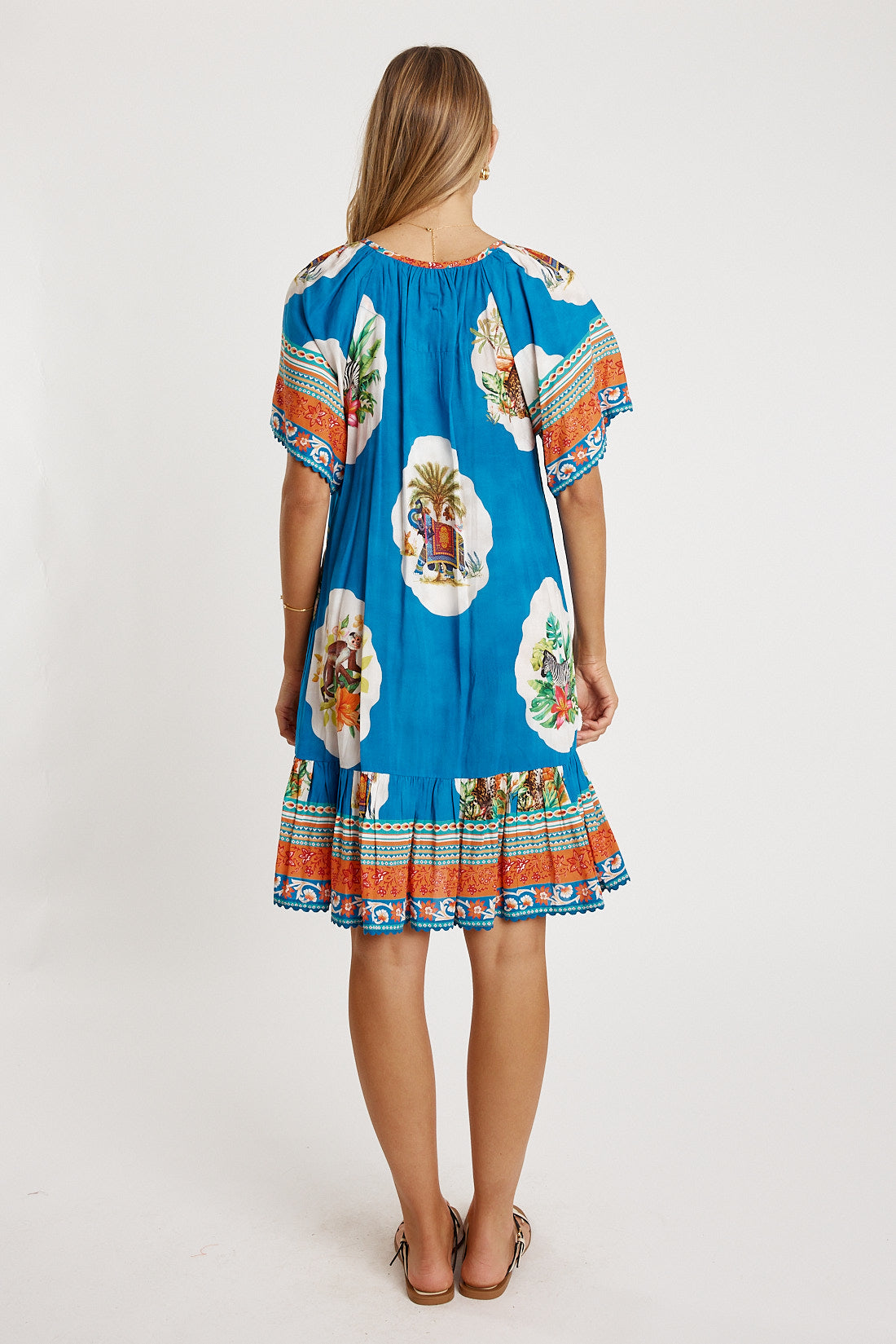 LulaLife Cyra Shirred Dress Sky (Red)