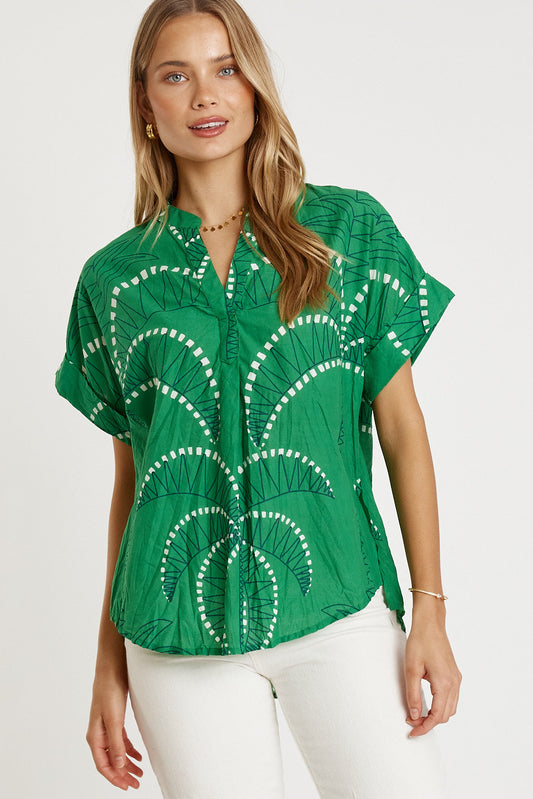 Image of a model wearing Tops. Productname: LulaLife Idalia Top Sea in Sea colour by brand - LulaLife